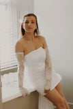 Sample Strapless Mini Wedding Dress - Velo Bianco