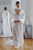 Daphne Long Sleeve & Necktie Satin Wedding Dress
