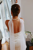 Luxury Tulle Wedding Scarf with Pearls
