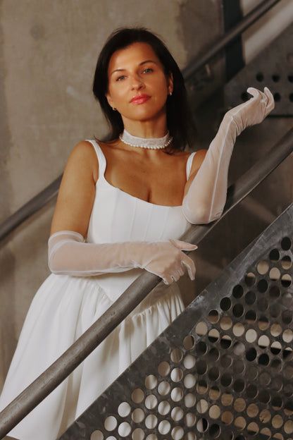 Plain Tulle Bridal Gloves