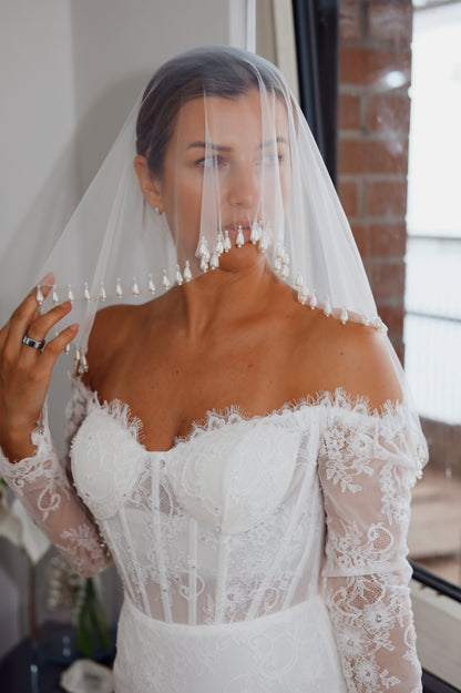 Handmade Pearl Drop Wedding Veil