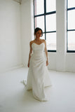 Rose Crepe Bridal Gown with Detachable Sleeves
