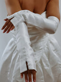 Luxury Mikado Wedding Sleeves with Covered Buttons & Invisible Zipper