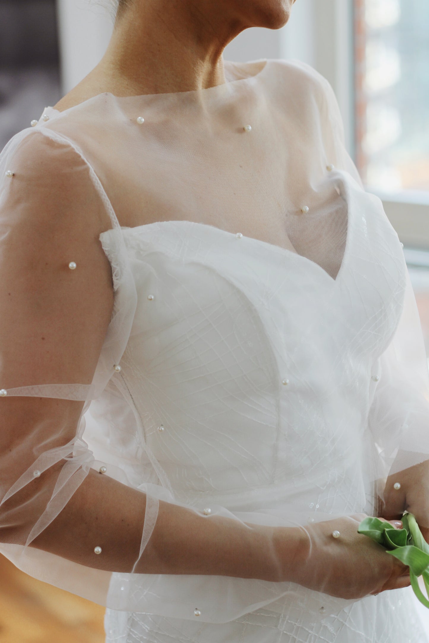 Pearl Bridal Top - Velo Bianco