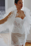 Luxury Ruffled Tulle Wedding Cape