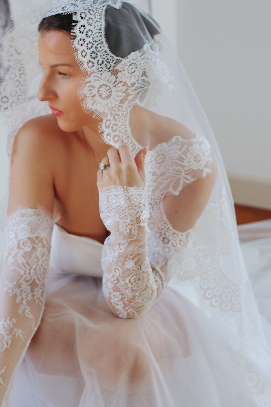 Detachable Crepe Bridal Overskirt by Velo Bianco