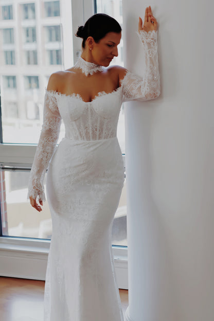 April ~ Lace Applique Wedding Dress