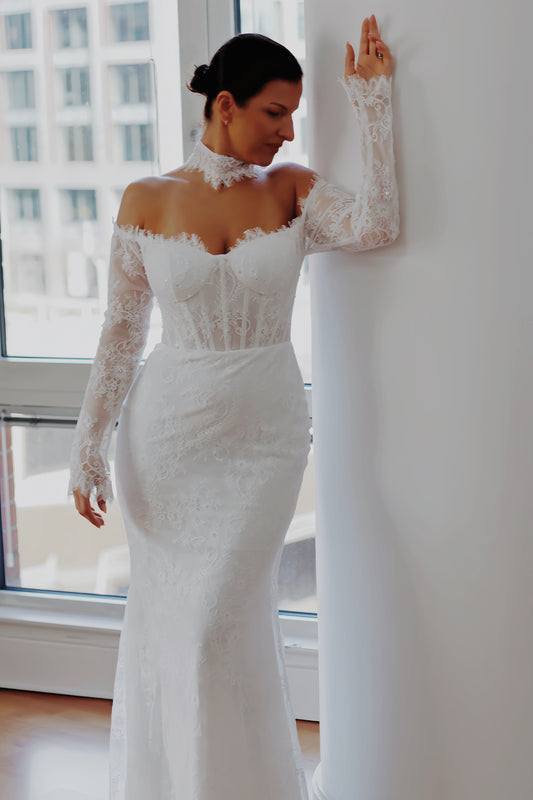 April ~ Lace Applique Wedding Dress