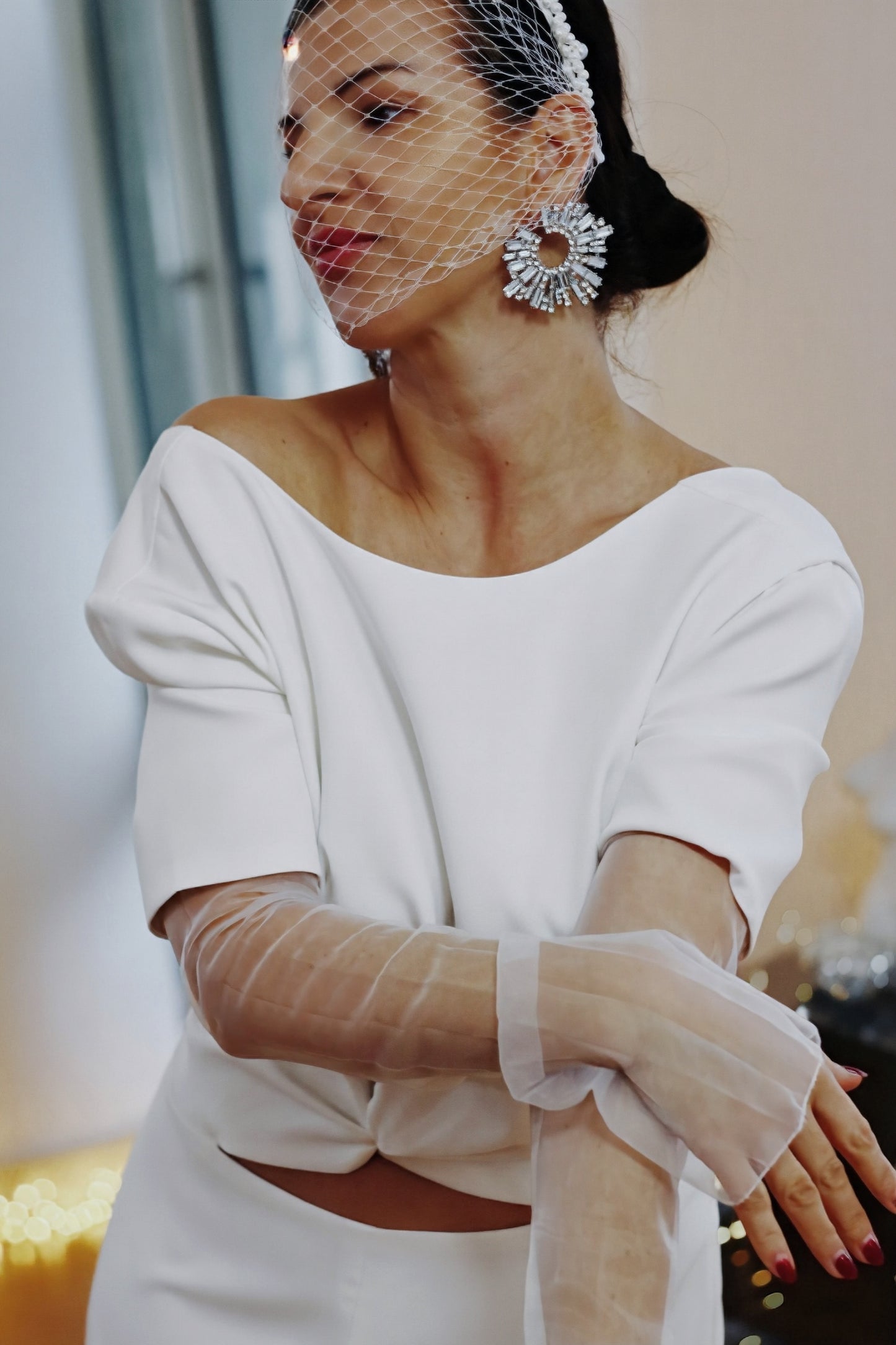 Organza Wedding Sleeves in Ivory