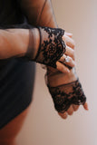 Fingerless Black Bridal Gloves - Velo Bianco