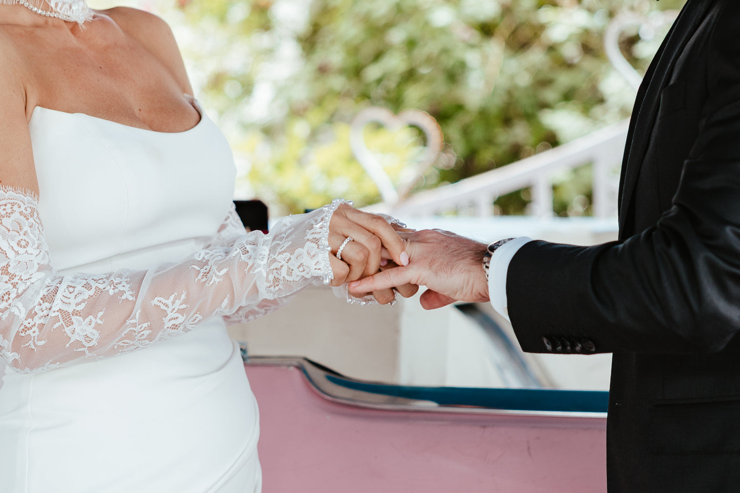 Luxury Detachable Lace Wedding Sleeves with Pearl Trim