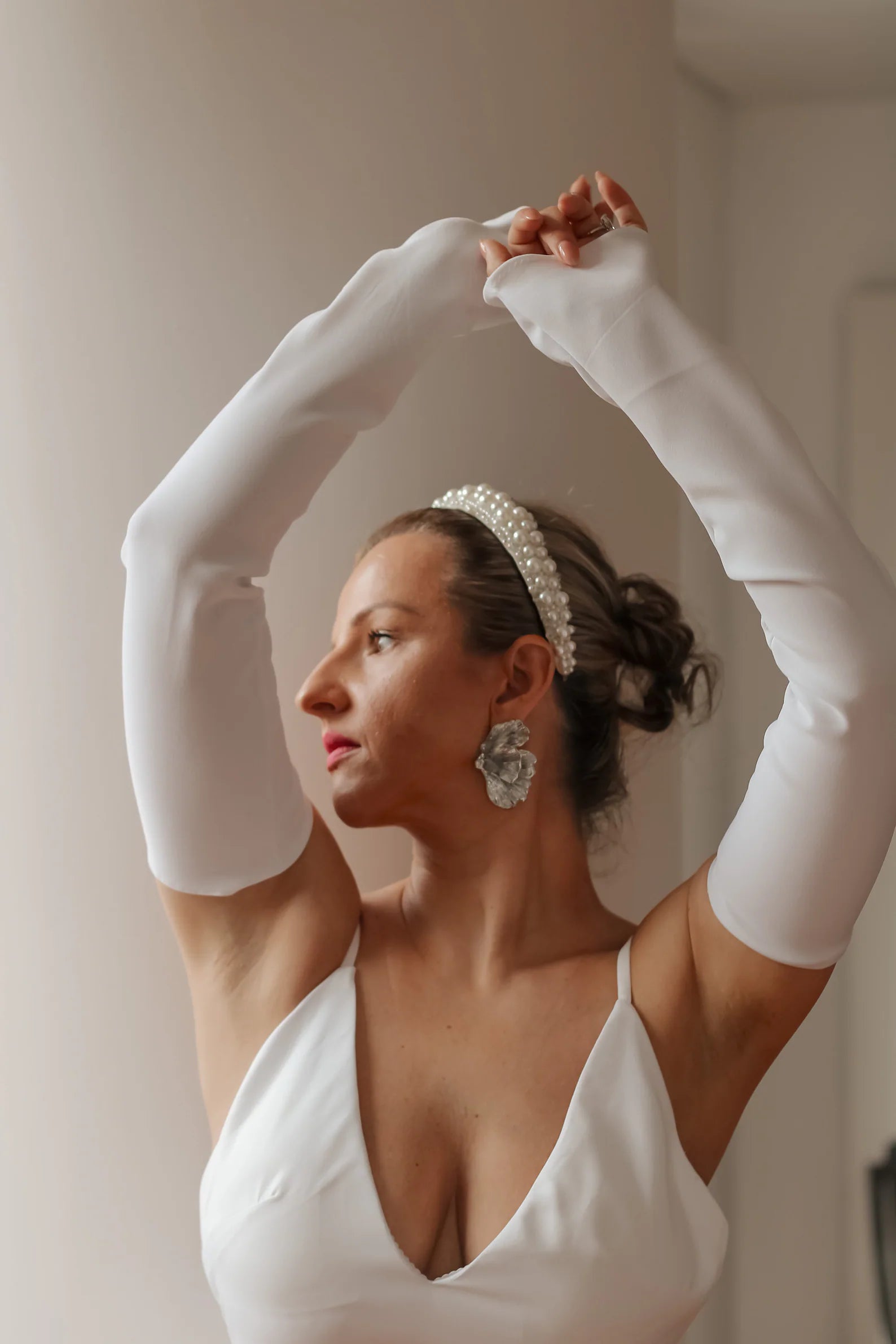 Detachable Crepe Bridal Sleeves - Velo Bianco
