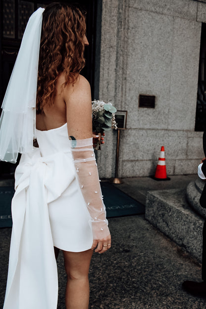 Fingerless Pearl Bridal Gloves - Velo Bianco