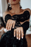 Fingerless Black Lace Bridal Gloves