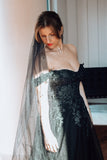 Black Off-the-shoulder Bridal Gown