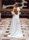Halter Neck Satin Wedding Dress