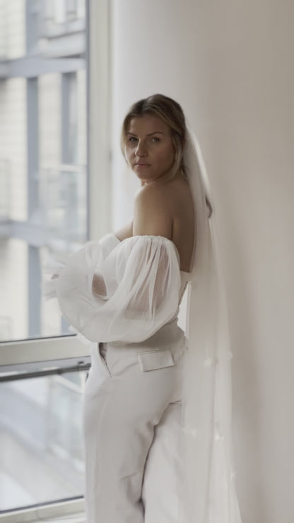 White Tulle Wedding Sleeves
