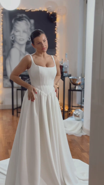 Hope ~ Basque Waist Crepe Wedding Dress