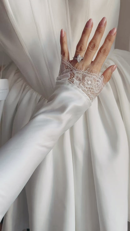 Satin and Lace Detachable Bridal Sleeves
