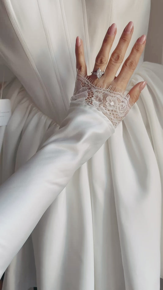 Satin and Lace Detachable Bridal Sleeves