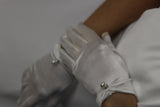 White Pearl Satin Bridal Gloves
