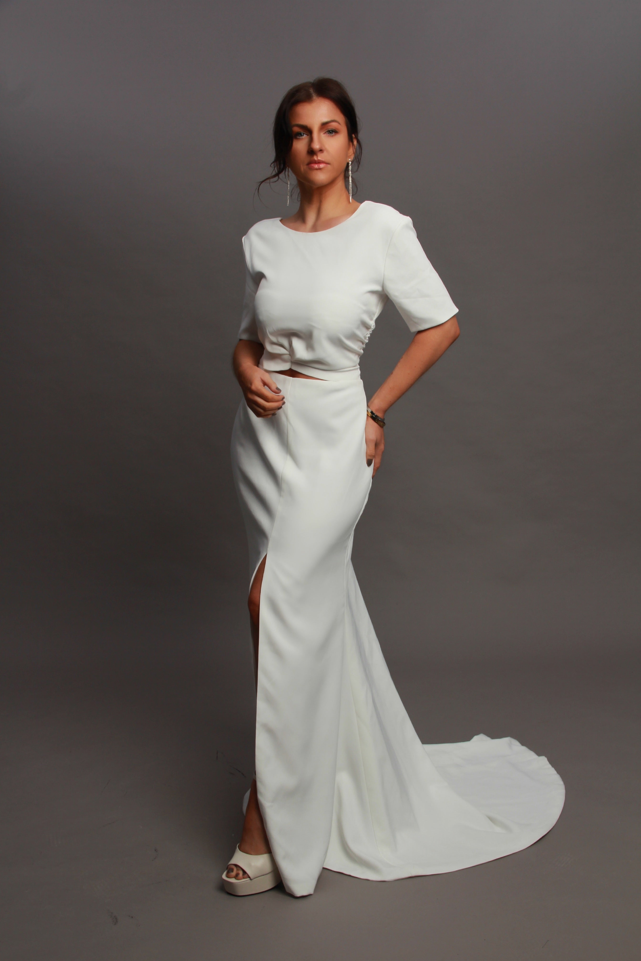 Try At Home - Crop Top Crepe Wedding Dress