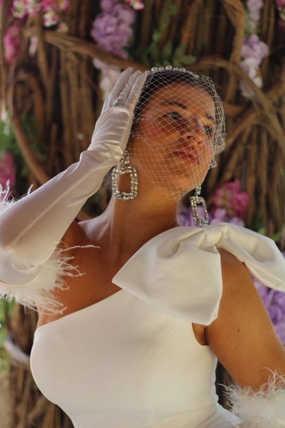 Pearl Birdcage Wedding Veil - Velo Bianco