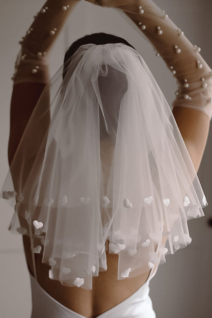 Handmade Heart Wedding Veil - Velo Bianco