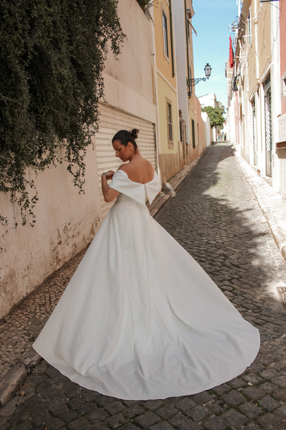 Detachable Crepe Bridal Overskirt