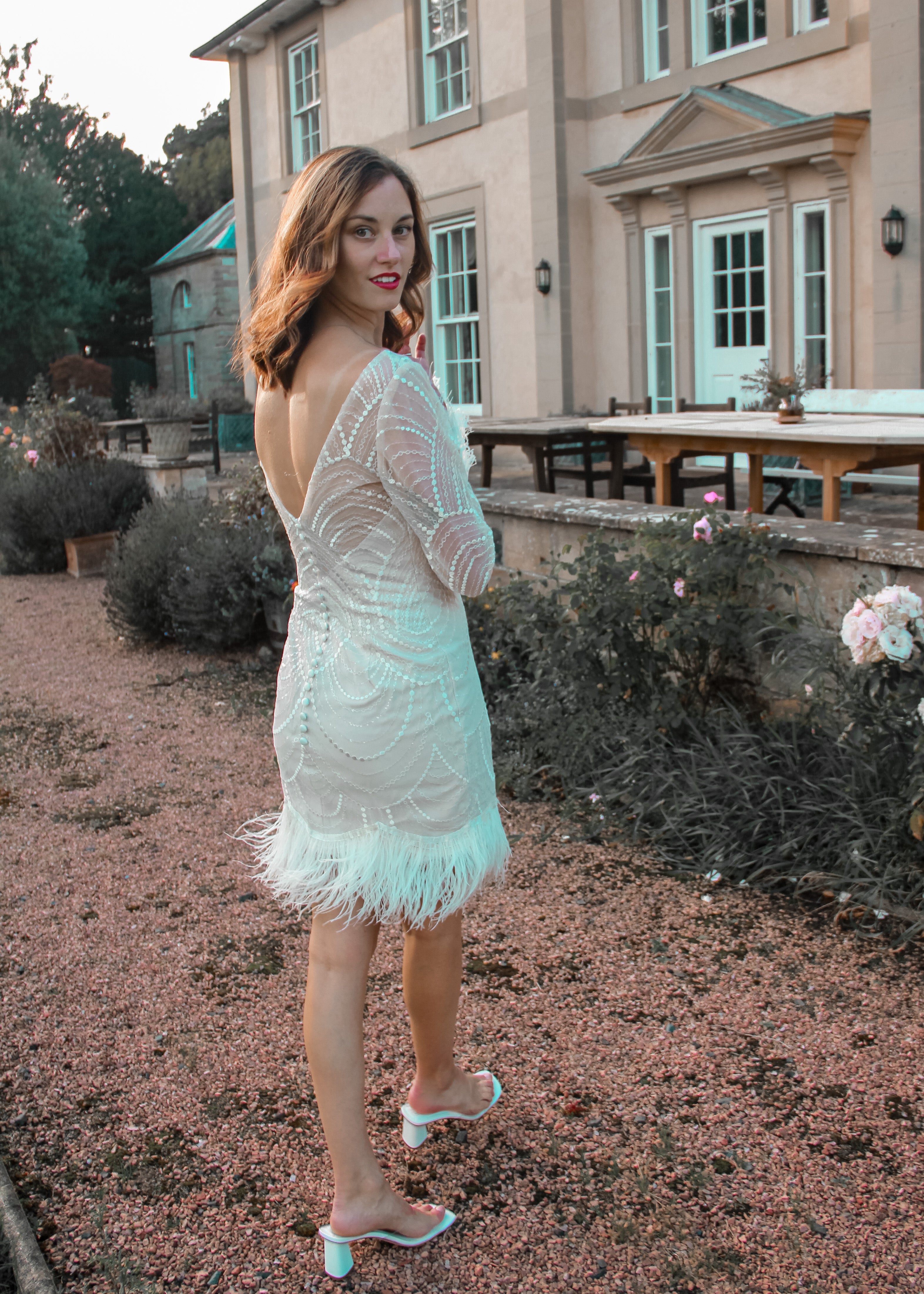 Mini Feather Trimmed Dress - Velo Bianco
