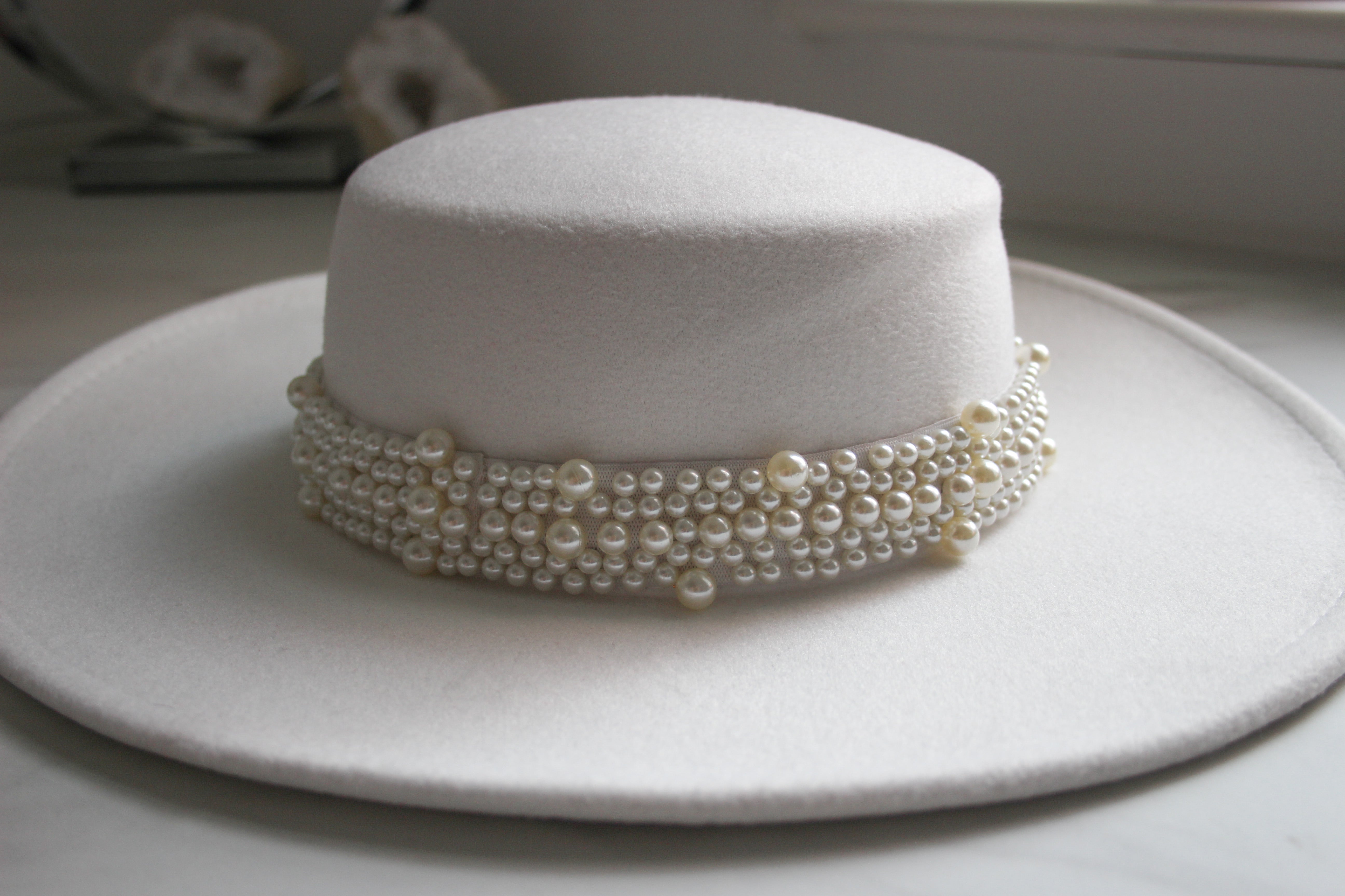 White Pearl Wedding Hat