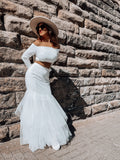 NY Boho Long Sleeve Two Piece Wedding Dress - Velo Bianco