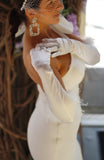Satin Feather Bridal Gloves
