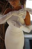 Satin Feather Bridal Gloves