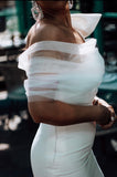 Off-the-shoulder bridal shawl