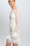 Mini Feather Trimmed Dress - Velo Bianco