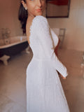 Traditional Long Sleeve Wedding Dress - Velo Bianco