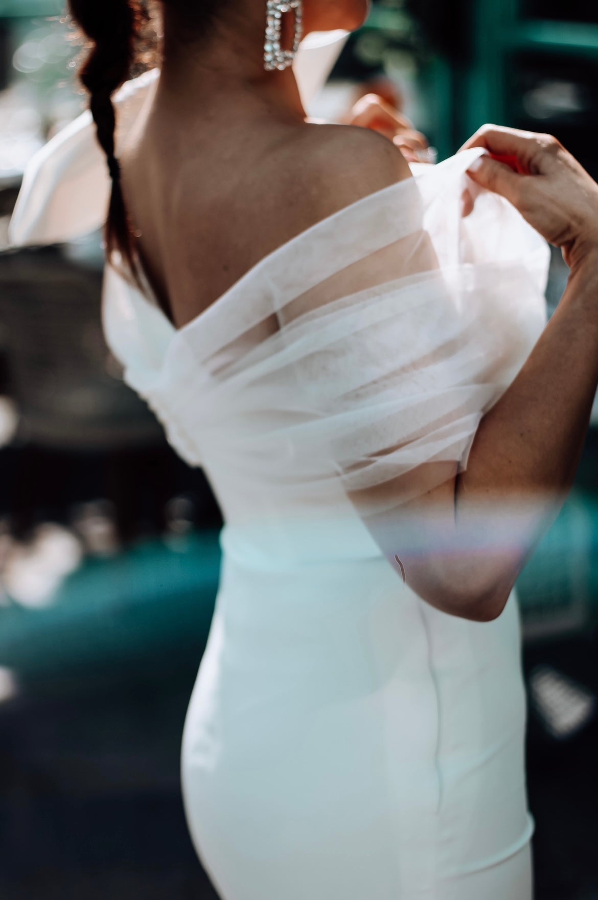 shawl for off the shoulder dress Off-the-shoulder custom plain bridal shawl Velo Bianco